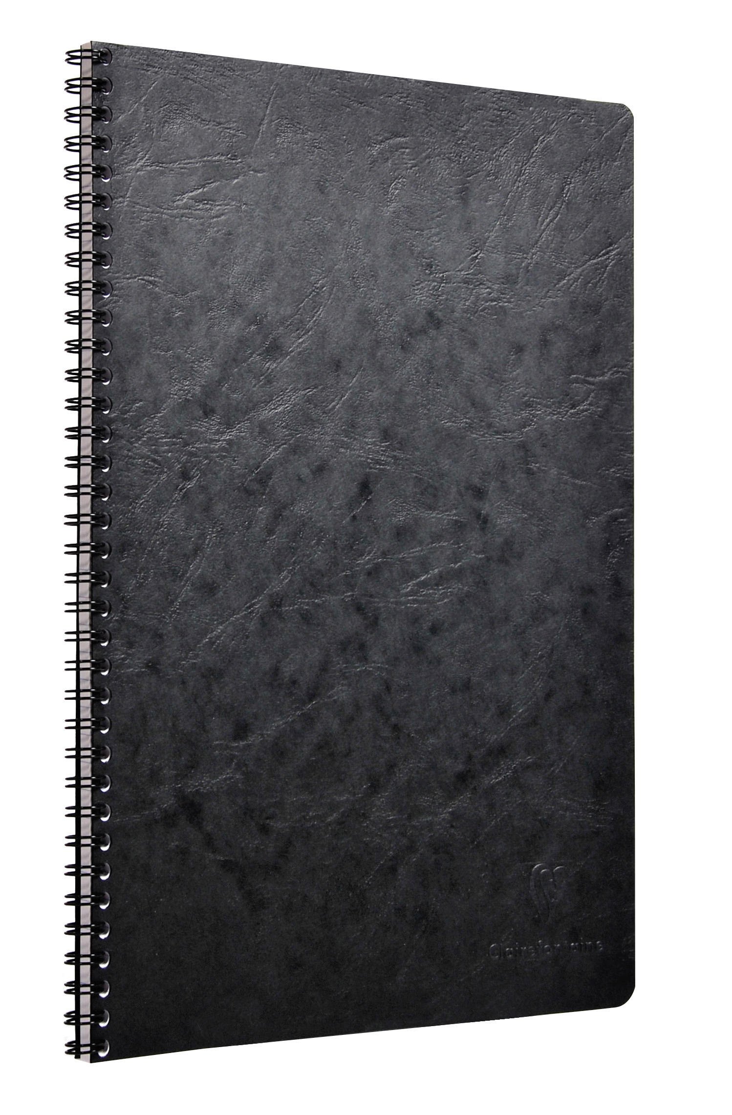 Clairefontaine 781421C Age Bag Collection A Black Spiral Notebook - A4 21x29.7 cm - 100 Small Square Pages - White Paper 90 g - Glossy Card Cover Leather Grain
