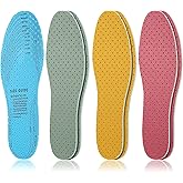 Sintege 3 Pairs Breathable Shoe Insoles Inserts Soft Cushioning Double-Layer Latex Foam Perforated Replacement Insoles for Men 7-11 Woman 2-8(Retro Colors)