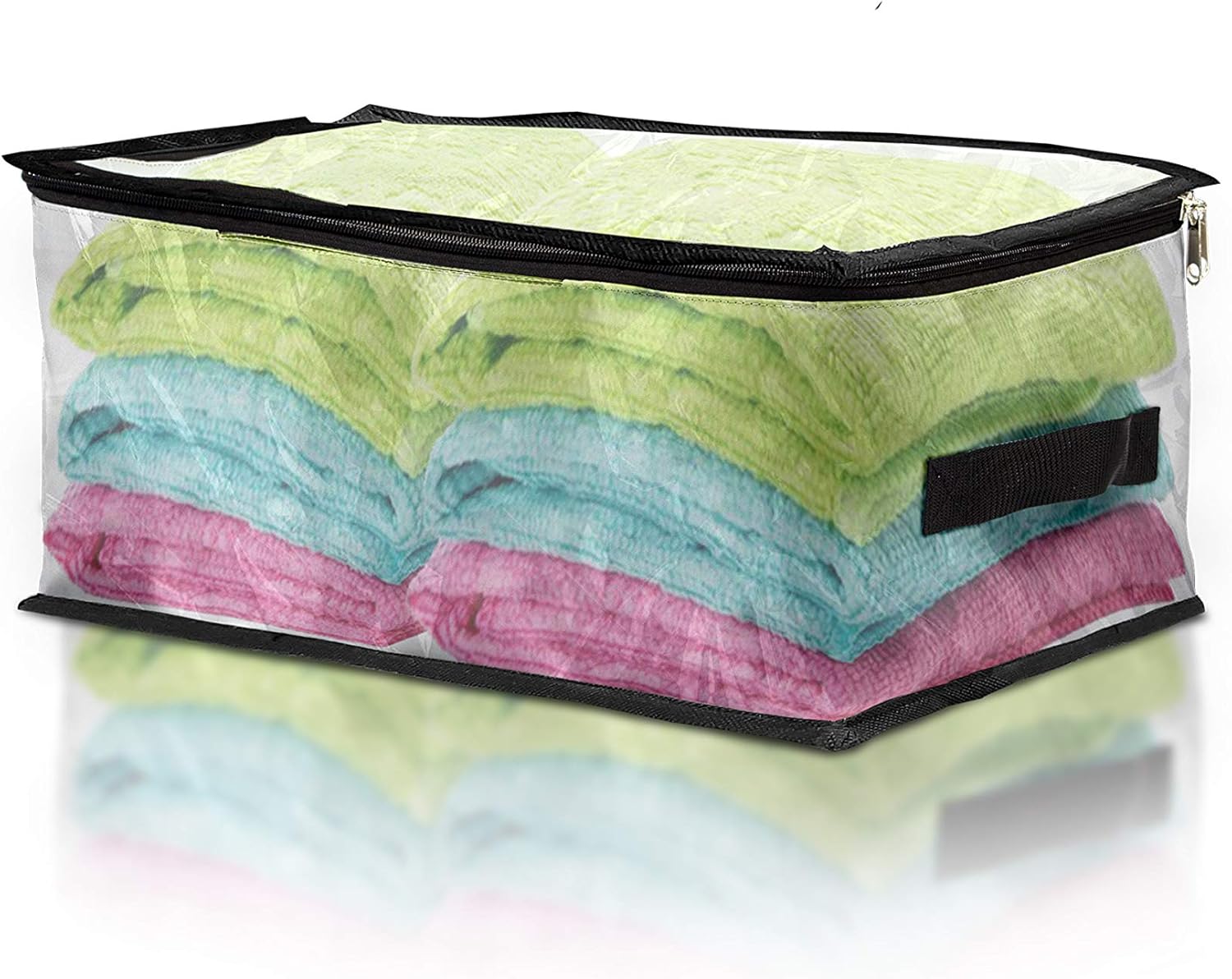 Clear Clothes Storage Bag Organizer with Handle & Doubled Zipper for