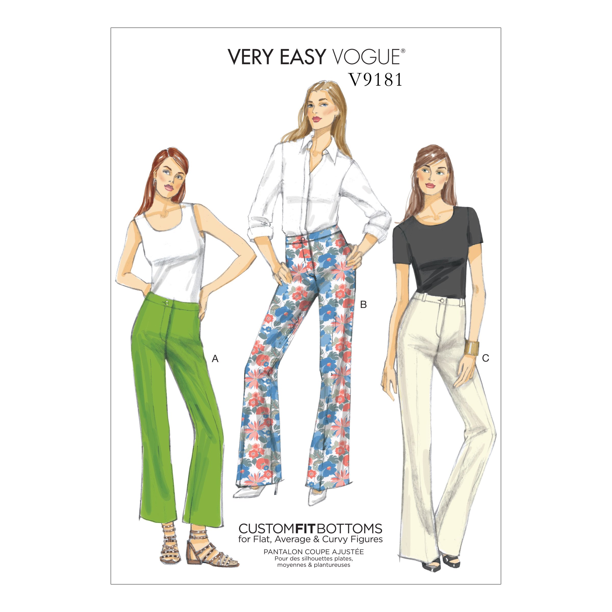 Vogue Patterns 9181, Misses Pants,Sizes 6-14, Paper, Multicoloured, A5 (6-8-10-12-14)