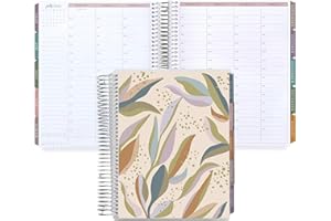 Erin Condren 7x9 Coiled Life Planner (July 2024 - June 2025) - Gilded Palms Classic Cover, Hourly Layout, Bold Blooms Theme, Platinum Coil
