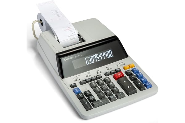 Sharp EL2630PIII Deluxe Heavy Duty Color Printing Calculator with Clock and Calendar - 12-Digit Display, 4.8 LPS, Two-Color P