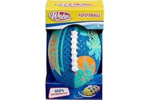 Wahu 100% Waterproof Beach Football with Real Laces for in and Out of Water Play, 9" Outdoor Football for Pool and Beach Games, Blue