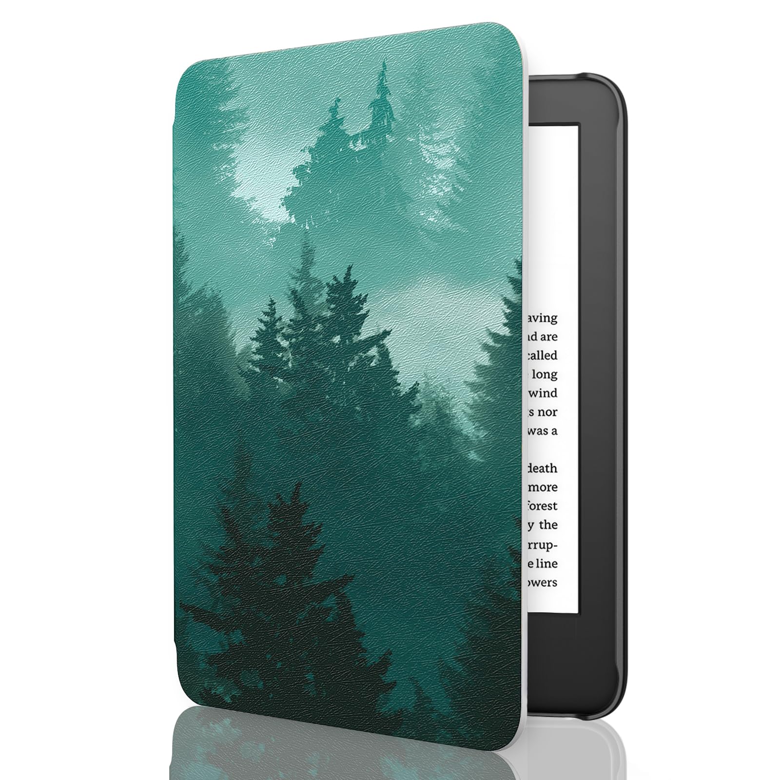 MoKo Case Fits 6" All-New Kindle (11th Generation-2024/2022 Release)& International Version, Lightweight Shell Cover with Auto Wake/Sleep for Kindle 2024/2022 11th Gen e-Reader, Green Forest — image 1