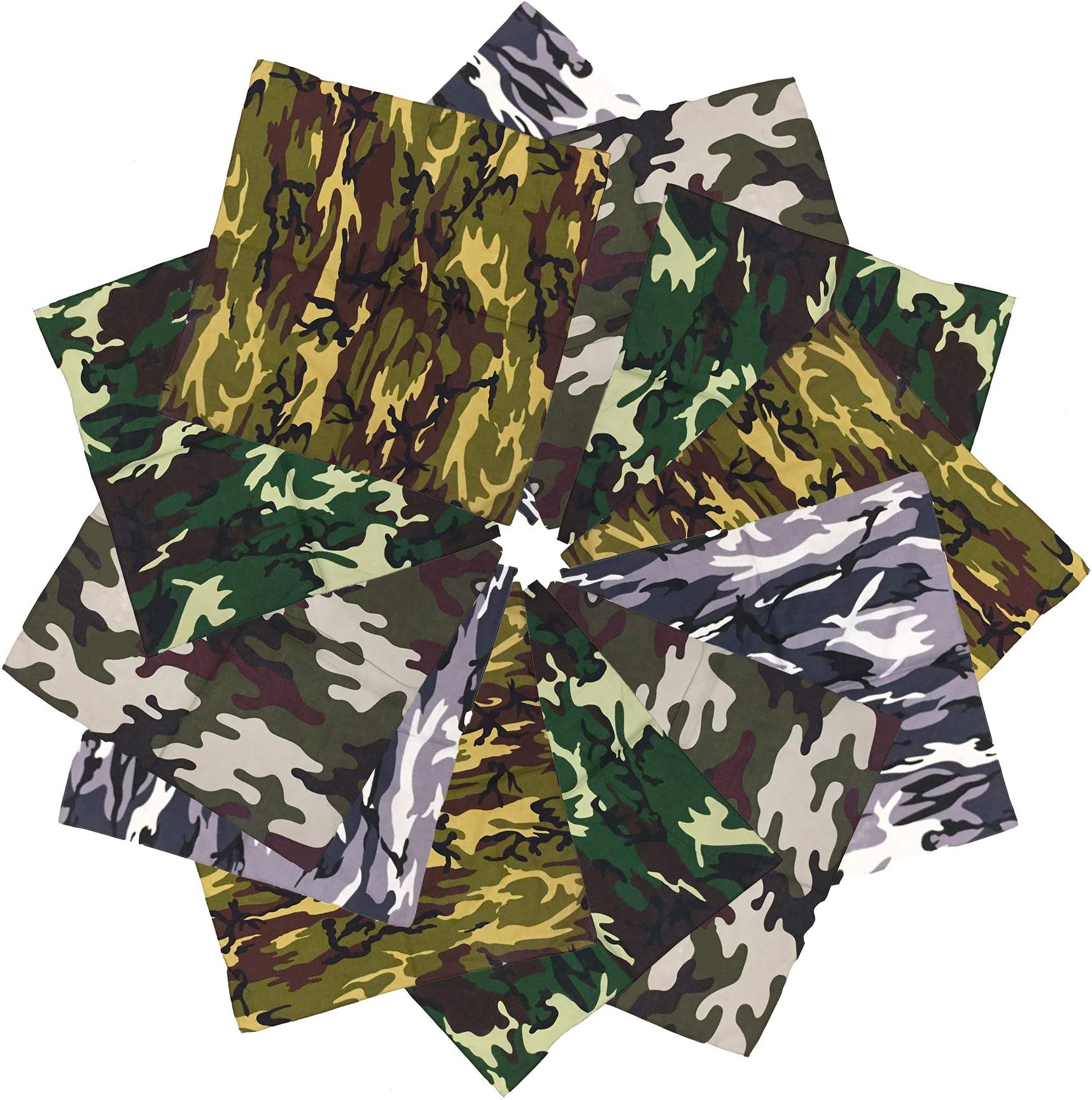 xsby12 Piece Novelty Bandanas Paisley 100% Cotton Headwear