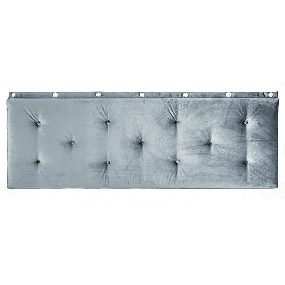 Germes-WOL Betthaupt Bettkopfteil aus Samt 120 x 50 x 8 cm gesteppt mit Polsterknöpfen Grau