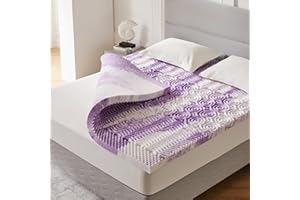 Eiayeebil 2 Inch Memory Foam Mattress Topper, 5-Zone Twin Mattress Pad Gel Infused Bed Foam Topper, Soft Bed Topper Purple, CertiPUR-US Certified, Twin Size
