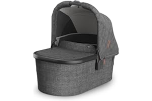 UPPAbaby Bassinet V3 - Compatible with Vista, Cruz, Ridge Strollers - Overnight Sleep Solution - Mattress, Sheet and Bug Shield Included - Greyson (Charcoal Mélange/Carbon Frame)