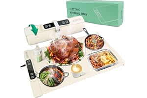CULTURAL CARGO Warming Mat for Food - Fast Heating Electric Warming Tray with 5 Temp Settings, Auto Shut-Off Timer, Portable Food Warmers for Parties Buffet & Roll-Up Heating Mat for Food for Kitchen & Home Use