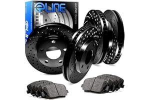R1 Concepts Front Rear Brakes and Rotors Kit |Front Rear Brake Pads| Brake Rotors and Pads| Ceramic Brake Pads and Rotors |fits 2010-2016 Mercedes-Benz E350, 2013-2016 Mercedes-Benz E400