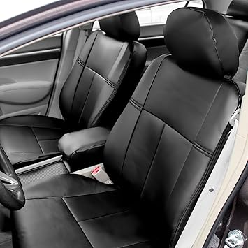 Amazon Com Fh Group Cm201102 Leather Black Custom Bucket Seat Covers Front Set Airbag Safe For 2009 2010 Honda Civic Sedans Only Automotive