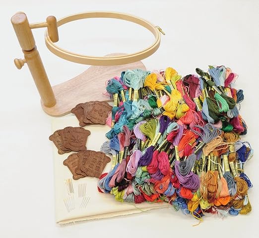 Amazon 手作り工房 My Mama 盛り沢山 刺繍福袋 スタンド式刺繍枠 刺繍糸447本 刺繍針4種 カットクロス 刺繍セット 刺しゅうキット 通販