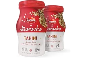 Haddar by Baracke 100% Pure Ground Sesame Tahini 15.9oz Jar (2 Pack) Just One Ingredient, Gluten Free, Vegan, Keto Friendly, Kosher For Passover (Kitniot)