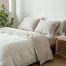 MooMee Bedding Sheet Set 100% Washed Cotton Linen