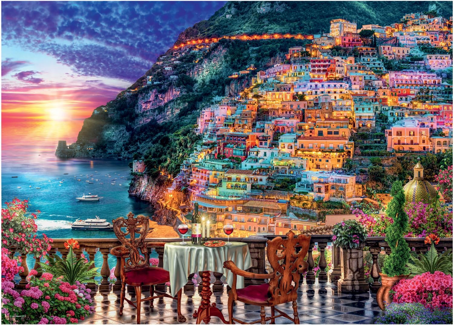 Ravensburger Dinner in Positano Italy 1000 Piece Jigsaw Puzzles for Adults and Kids Age 12 Years Up