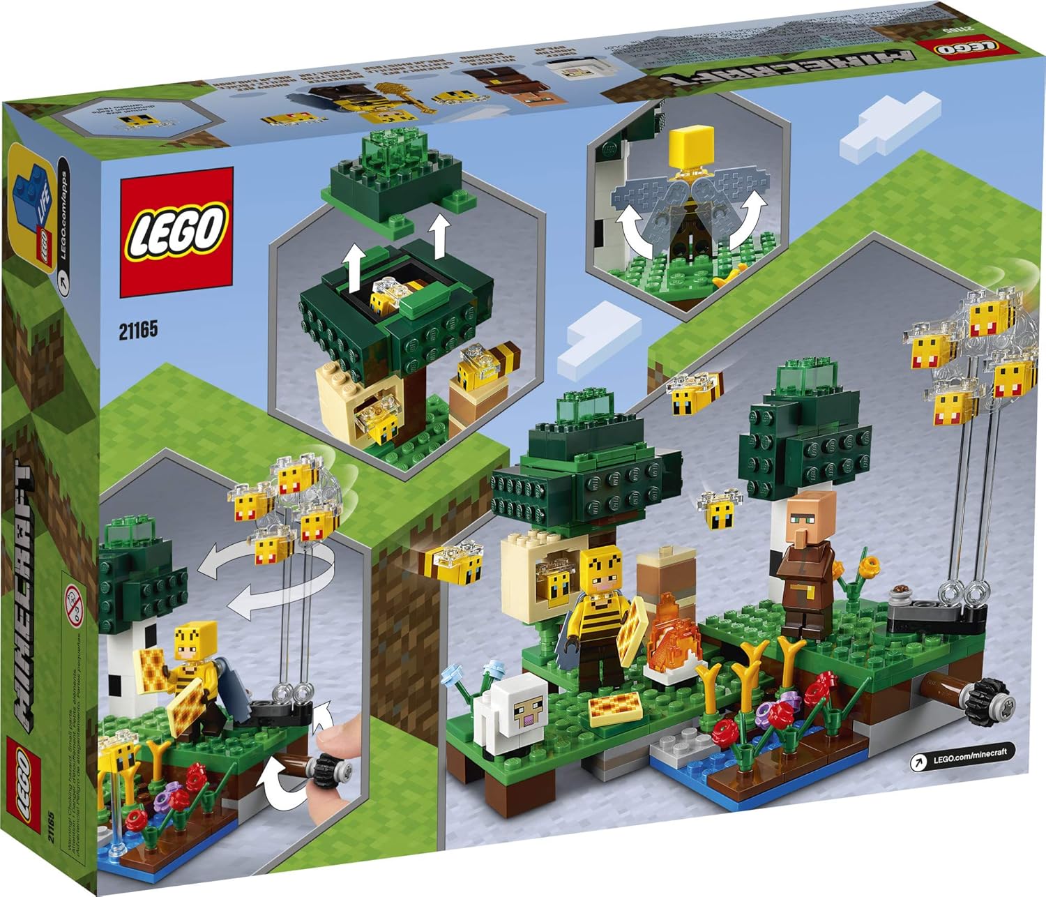 Amazon Com Lego Minecraft The Bee Farm Minecraft Building Action Toy With A Beekeeper Plus Cool Bee And Sheep Figures New 21 238 Pieces Toys Games