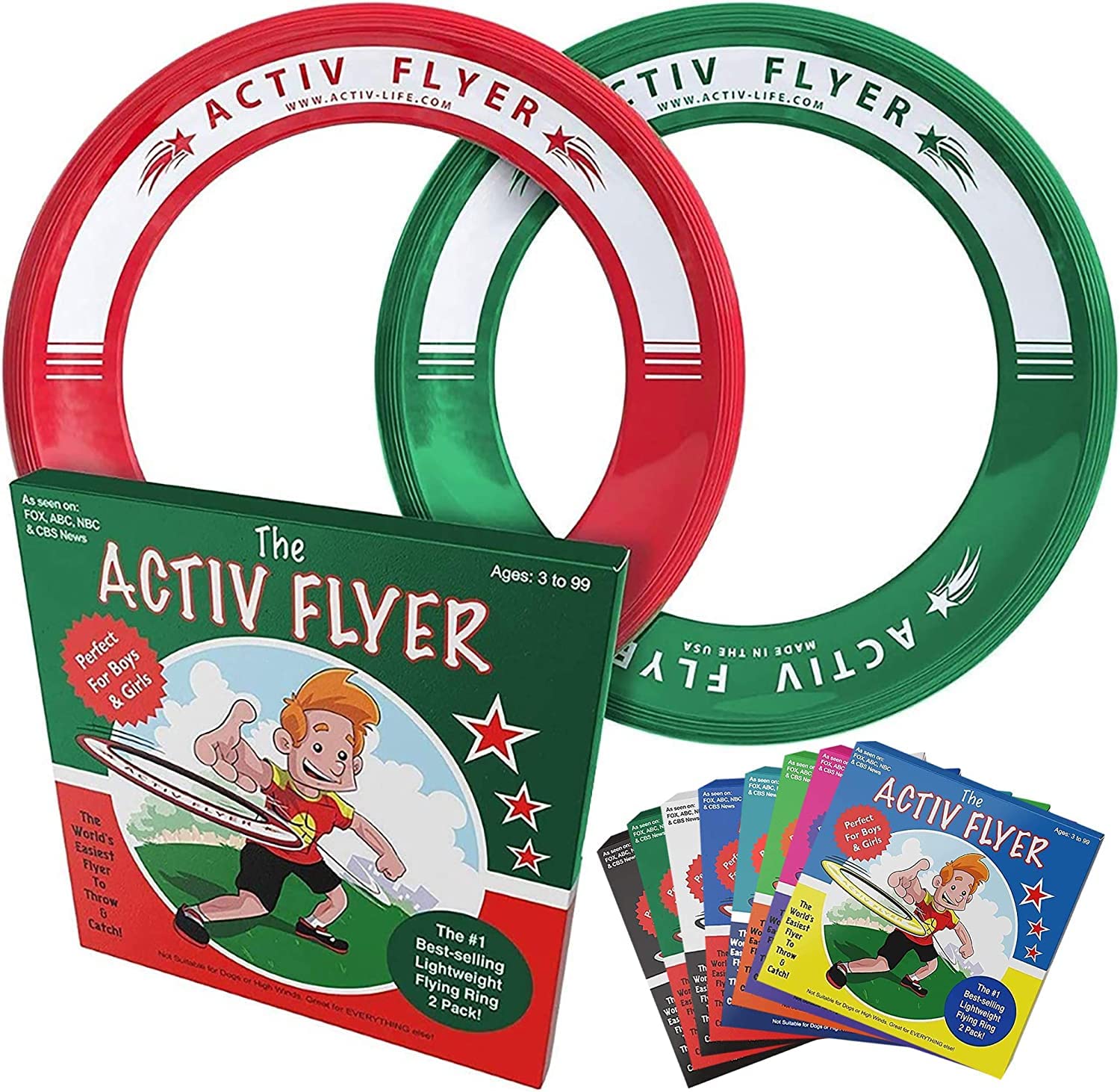 Photo 1 of Activ Life Catch & Toss Rings Outdoor Toys - Large Plastic Rings, 2-Pack Green & Red - Lightweight Throw & Catch Outdoor Games & Pool Toys for Kids