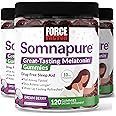 Force Factor Somnapure Gummies with Melatonin for Adults, Non-Habit-Forming Sleep Aid Supplement for Deep Sleep, Stay Asleep Longer, Wake Up Refreshed, Dream Berry Flavor, 360 Gummies (Pack of 3)