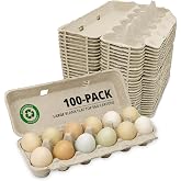 Stromberg's Large Blank Flat Top Chicken Egg Cartons, 100 Pack | Perfect for Personalization, Eco-Friendly and Biodegradable, Made From Recycled Materials, Ideal for Farmers and Crafters