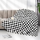 Black Checkered Blanket Soft Fuzzy Throw Blanket Black Fleece Blankets Checkerboard Gifts Decor for Girls Women