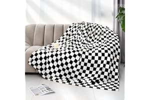 LOKOZ Black Checkered Blanket Soft Fuzzy Throw Blanket Black Fleece Blankets Checkerboard Gifts Decor for Girls Women