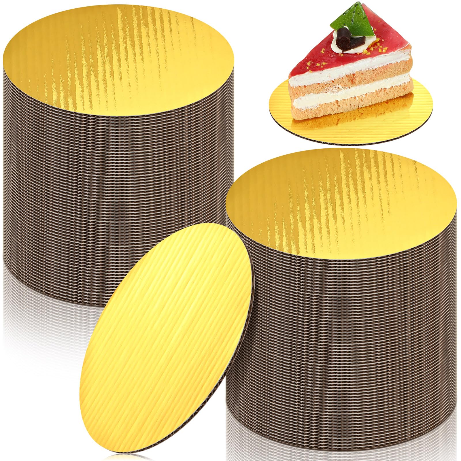 Photo 1 of Newtay 100 Pcs 5 Inch Cake Board Round Mini Cardboard Cake Circle Boards Grease Proof Tray Base for Baking Pastry(Gold)