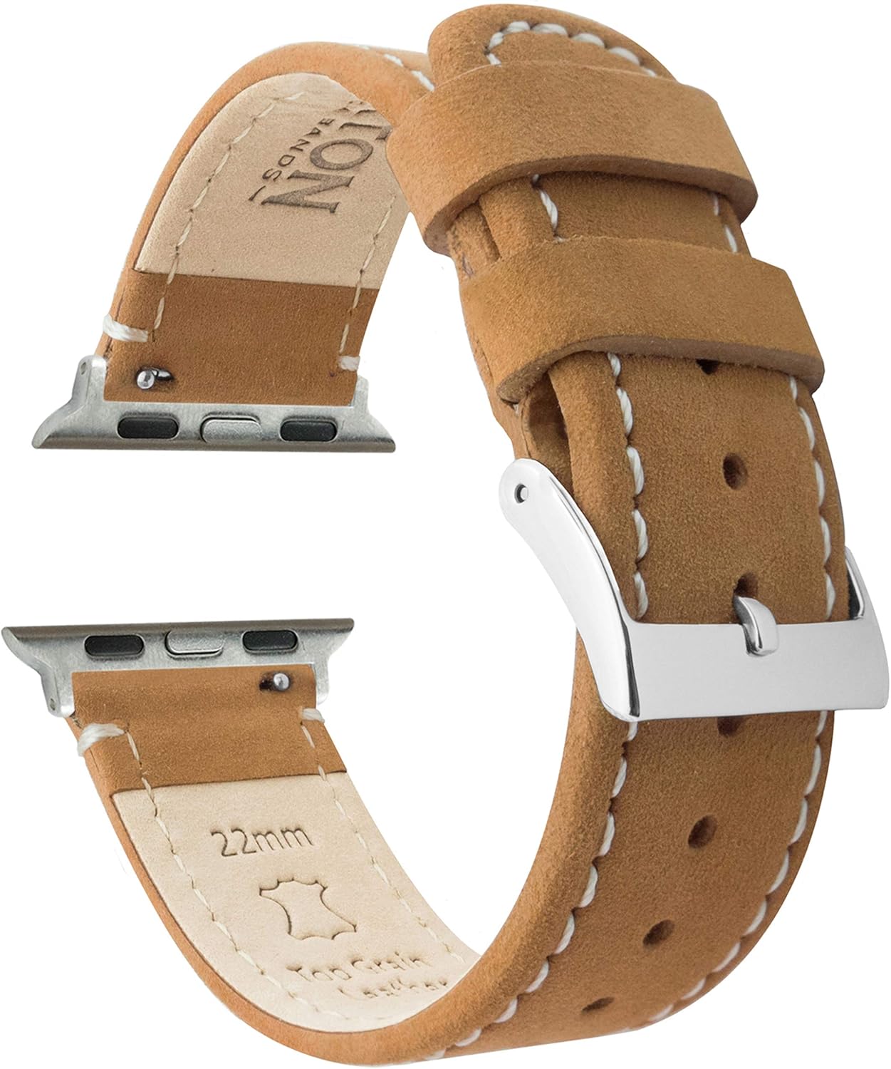 Barton Top Grain Leather Watch Bands Compatible with All Apple Watch Models - Series 5, 4, 3, 2 & 1 - Size 38mm, 40mm, 42mm or 44mm