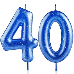 Hongplus Blue Number 40 Candles - 40th Birthday