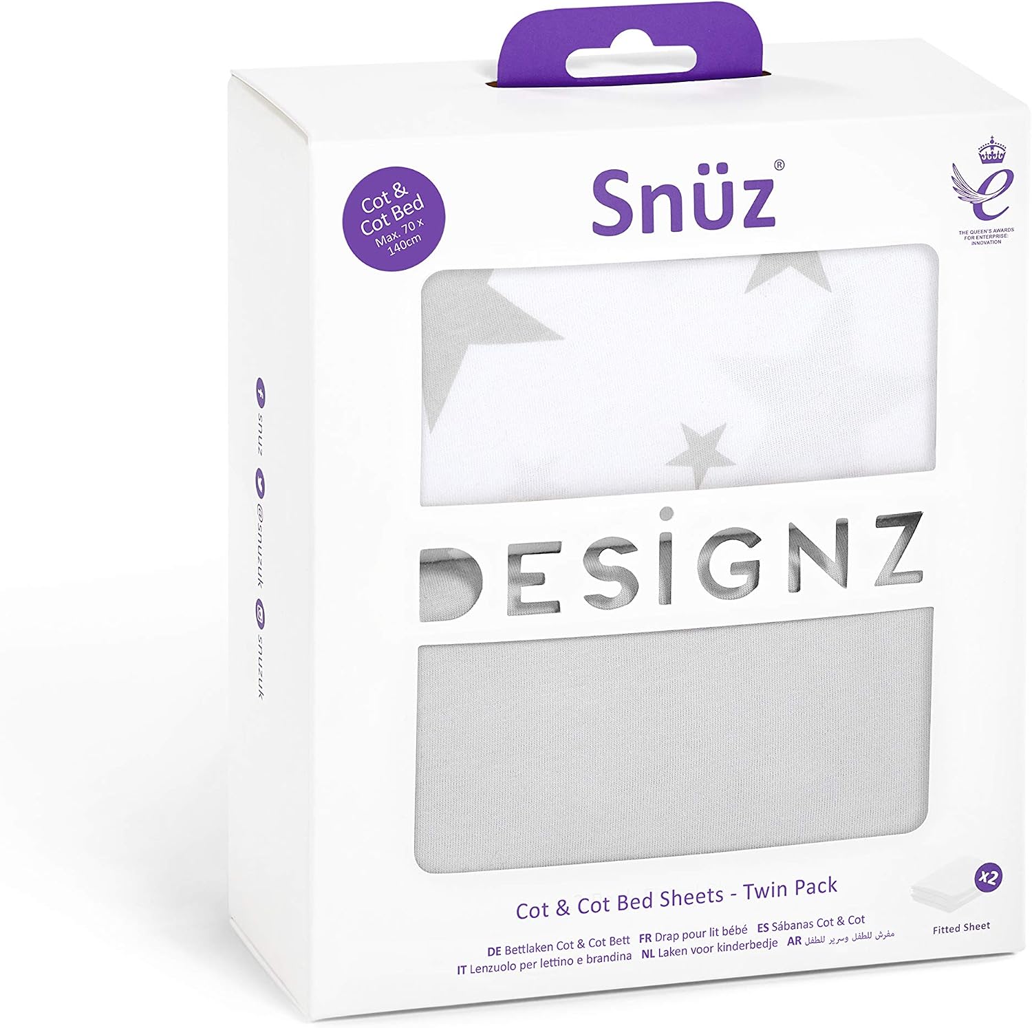 Snuz Cot Sheets 140 x 70 Fitted - 2 Pack Soft Jersey Cotton Cot Bed Sheets, Machine Washable, Breathable & Tumble Dryer Safe, Star - Image 3