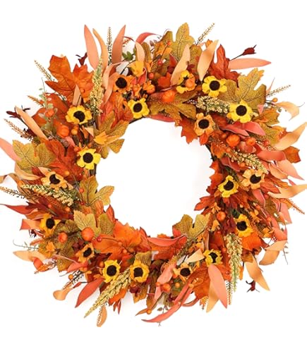 Homoyoyo Couronne D'automne Artificielle De 30 Cm En Rotin Avec Baies