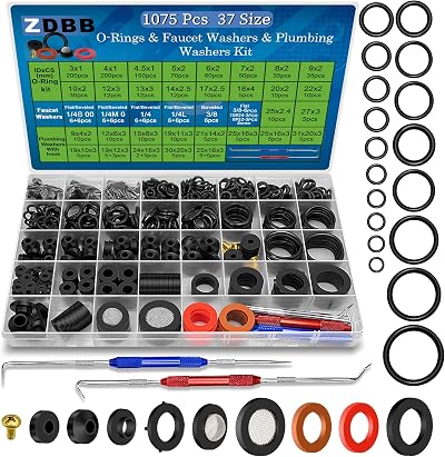 ZDBB 37 Size 3-in-1 Spigot Repair Washers Kit 1075 Pcs Universal Plumbing
