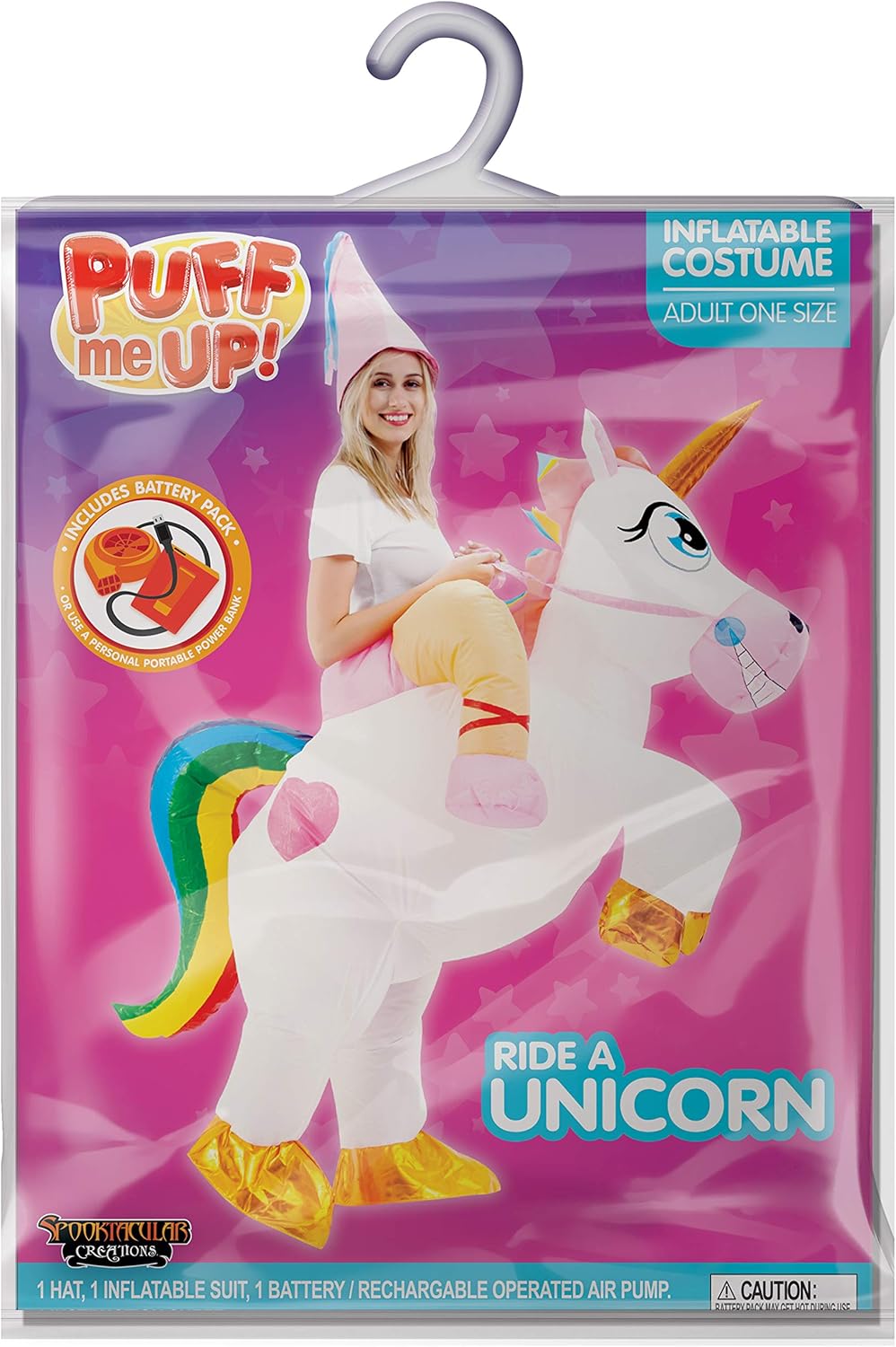 Spooktacular Creations Inflatable Costume Unicorn Riding a Unicorn Air Blow-up Deluxe Halloween Costume - Adult Size: Clothing