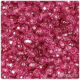 BeadTin Fuchsia Transparent 6mm Faceted Round Plastic Craft Beads (600pcs)