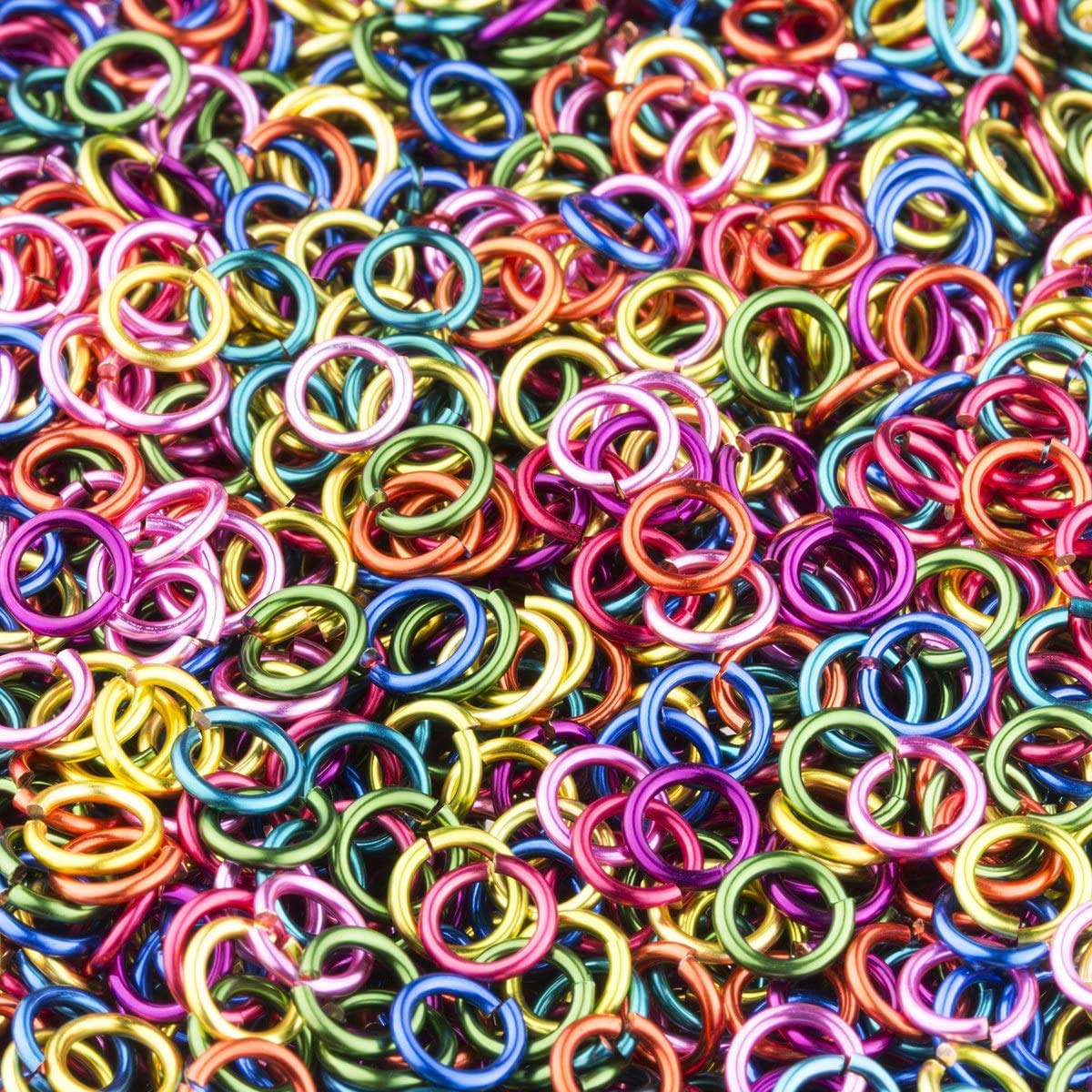 Perlin 400pcs Aluminium Mixed Color Jump Rings Set, 8 mm Diameter, Jewelry Findings Craft Accessories