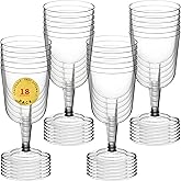 Bexter 18 Pack Disposable Plastic Wine Glasses – 6.3 oz Stemmed Clear Plastic Cups for Wine, Champagne, or Cocktails – Elegant Drinkware for Outdoor Events, Parties, Weddings, Catering