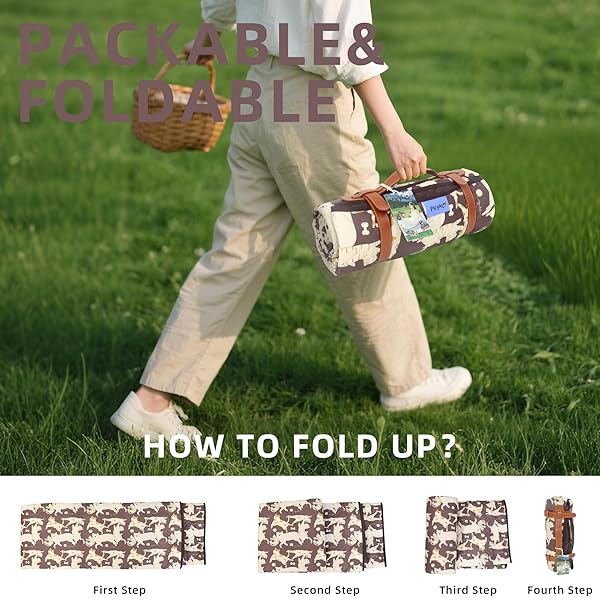 PICYALO 60X80” DOUBLE THICKENED PICNIC BLANKETS(150G HIGH DENSITY COTTON STUFFED) CAT&DOG PATTERN OUTDOOR PICNIC MAT PORTABLE PICNIC BLANKET FOLDABLE WITH LEATHER CARRY STRAP BEACH BLANKET