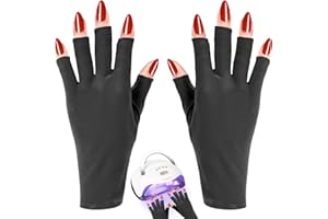 RAYOCON UV Gloves for Nails,𝐔𝐏𝐅𝟓𝟎+ UV Protection Gloves for Manicures,Fingerless Gloves for Protecting Hands from Nails UV Light(Black)