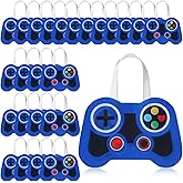 Silkfly 24 Pcs Video Game Party Favor Bags Non Woven Reusable Gaming Goodie Treat Gift Bags with Handles Gaming Party Supplies(Blue,24 Pcs)