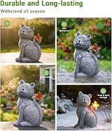 Goodeco Cat Statue with Solar Lights Garden Ornament Grey 21cm view 6