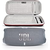 JBL Charge 5 Portable Waterproof Wireless Bluetooth Speaker Bundle with Portable Hard Carrying Protective Case - Gray