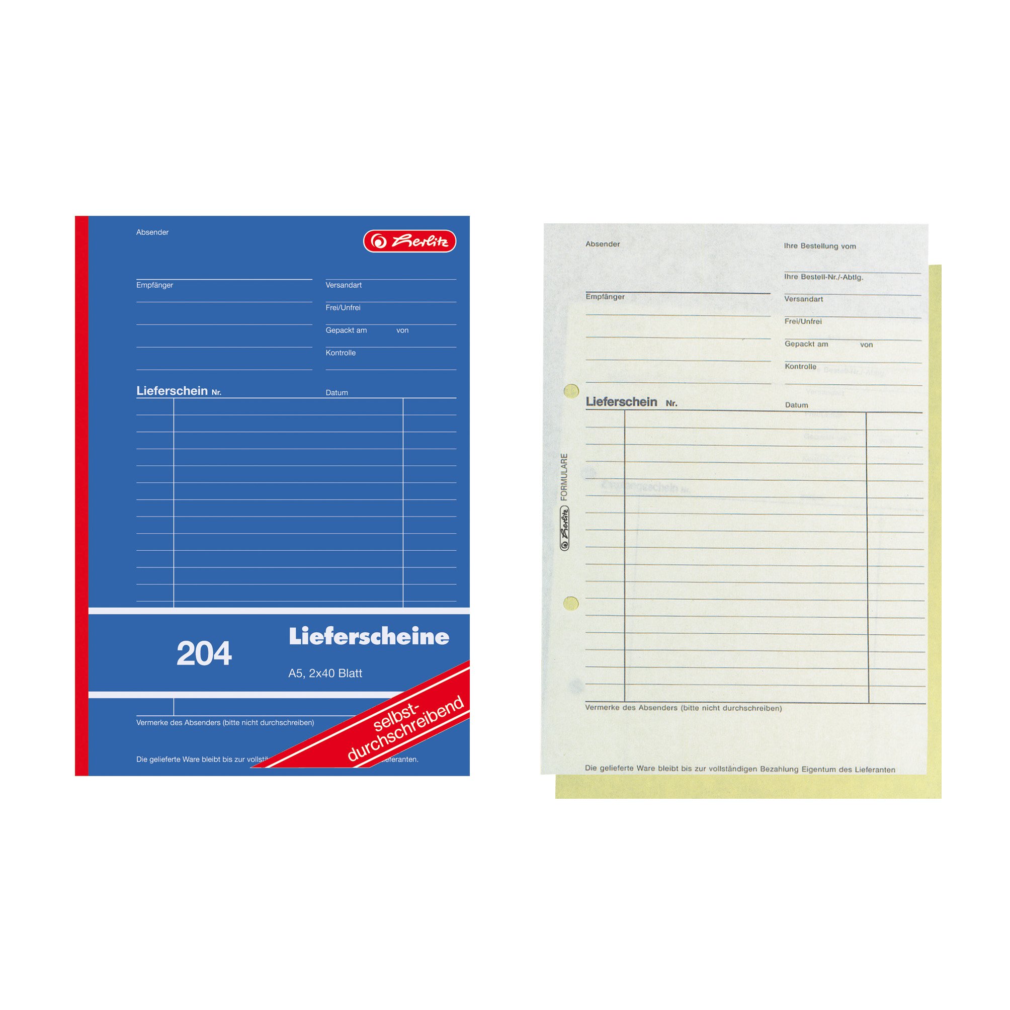 Herlitz 1932839 Delivery Note Book A5 204 2 x 40 Sheets, Self-Copying, Pack of 4 (1, Delivery Note Book | Pack of 4)