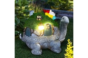 SunGlee Solar Turtles for Outdoors Turtle Solar Light Garden Statue, Cute Tortoise Garden Outdoor Turtle Decor for Patio Lawn Yard Gifts for Mom Grandma Housewarming Birthday