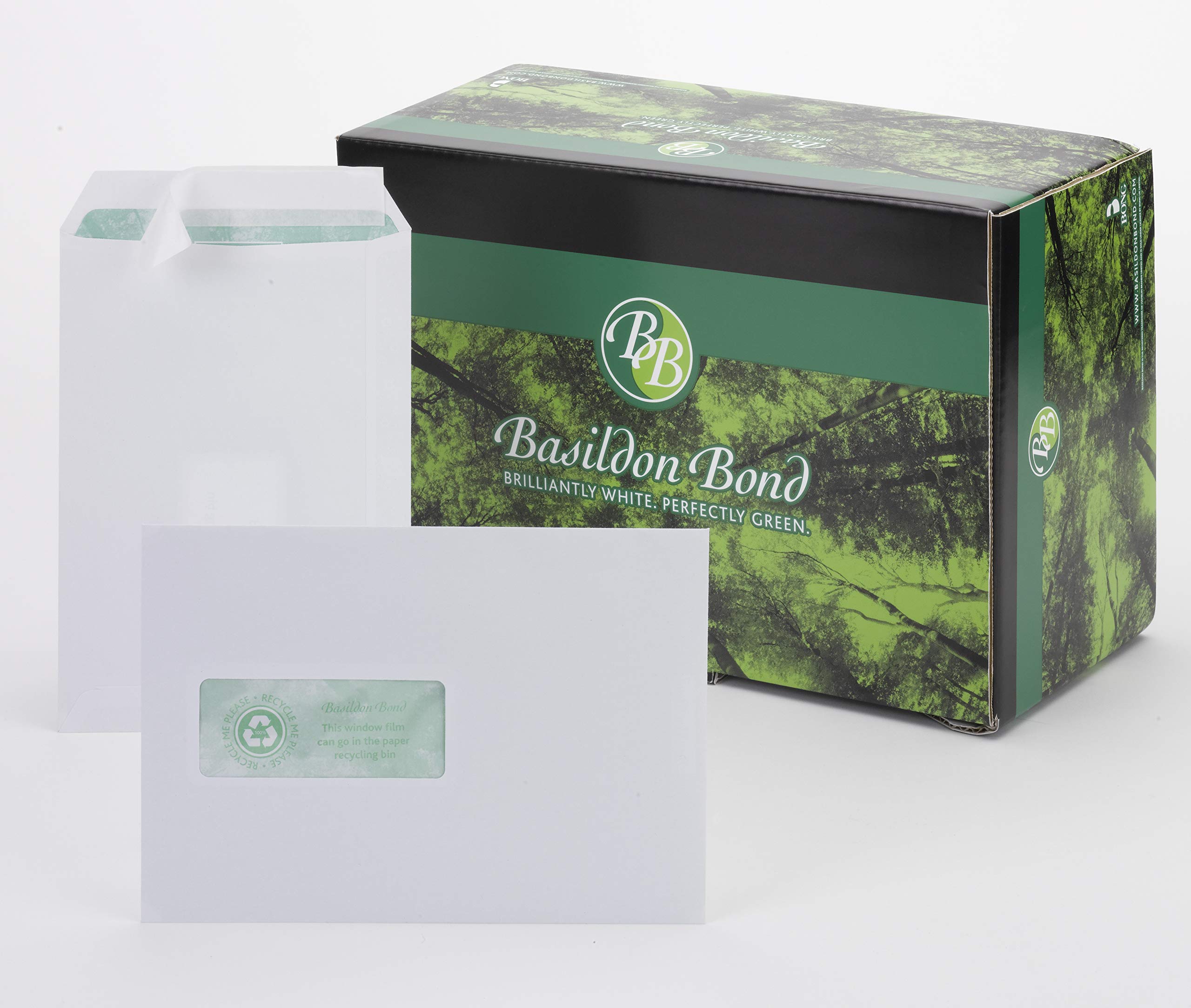 Basildon Bond C5 Recycled White 120gsm Window Peel & Seal Pocket, Box 500 Envelopes,J80119
