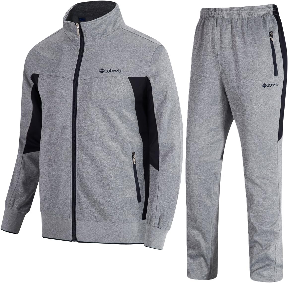 GopuneMen's Athletic Tracksuit Full Zip Warm Jogging Sweat Suits