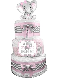 Amazon Com Elephant Diaper Cake It S A Girl Baby Shower Gift