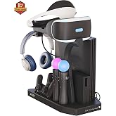 PSVR Stand Compatible with PS4 VR - PS4/Slim/Pro Cooling Station and Charging Dock for Playstation VR Stand to Charge PS VR Controllers and Accessories Multipurpose PS Charging Stantion Storage