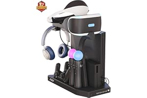 FIFILION PSVR Stand Compatible with PS4 VR - PS4/Slim/Pro Cooling Station and Charging Dock for Playstation VR Stand to Charge PS VR Controllers and Accessories Multipurpose PS Charging Stantion Storage