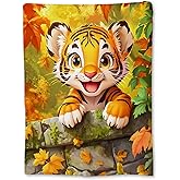 Ti Caldi Cute Cartoon Tiger Blanket, Soft Lightweight Flannel Throw Blanket for Couch, Bed, Travel & Home Decor, Fuzzy Cozy Warm Blankets for Adults Kids Women Men 60×50 in