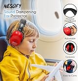 Nesofy Ear Defenders Children 26db Adjustable Foldable Red 3-16 Years view 4