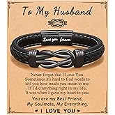 ORISPRE Forever Linked Together Leather Bracelet for Boys Men's Birthday Graduation Fathers' Day Back to School Christmas Gifts